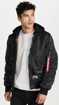 Alpha Industries MA-1 Hooded Battlewash Bomber Jacket