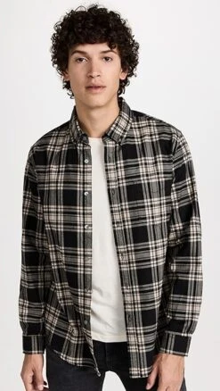 Alex Mill Mill Shirt In Black/Ivory Tartan