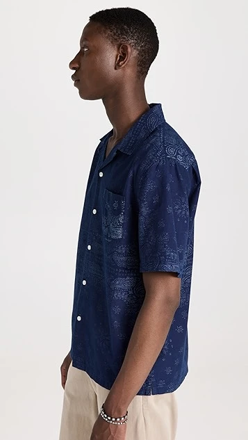 Alex Mill Camp Shirt In Indigo Bandana Print 5 Alex Mill Camp Shirt In Indigo Bandana Print - Image 3