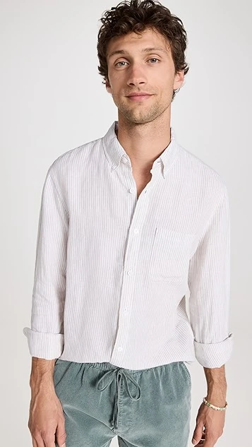 Club Monaco Striped Linen Shirt 3 Club Monaco Striped Linen Shirt