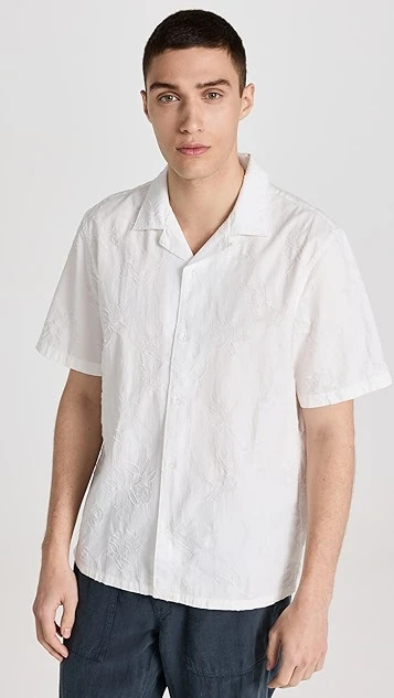 Club Monaco Short Sleeve Jacquard Floral Shirt 9 Club Monaco Short Sleeve Jacquard Floral Shirt - Image 7