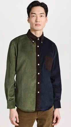 De Bonne Facture Paneled Button Down Shirt -Shopbop debon3012160523 1672870343811 2 0. UX357 QL90