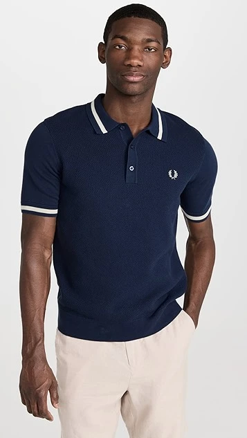 Fred Perry Textured Front Knitted Shirt 9 Fred Perry Textured Front Knitted Shirt - Image 7
