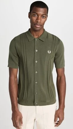 Fred Perry Button Through Knitted Shirt -Shopbop fperr3059155648 1675355360073 2 0. UX357 QL90