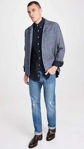 Gitman Vintage Navy Cotton Tweed 6 Gitman Vintage Navy Cotton Tweed - Image 4