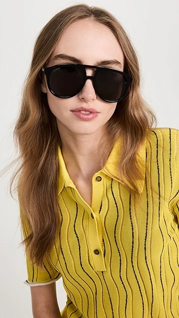 Gucci 80s Monocolor Pilot Acetate Sunglasses 4 Gucci 80s Monocolor Pilot Acetate Sunglasses - Image 2