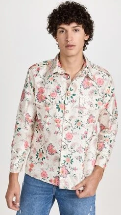 House Of Aama Floral Silk Button Up Shirt -Shopbop haama3003913149 1666723030530 2 0. UX357 QL90