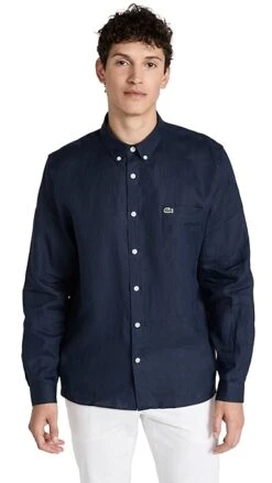 Lacoste Regular Fit Linen Casual Button Down Shirt -Shopbop lcost3051110601 1680110049441 2 0. UX357 QL90