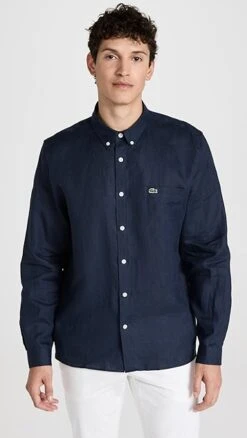 Lacoste Regular Fit Linen Casual Button Down Shirt -Shopbop lcost3051110601 1680110049488 2 0. UX357 QL90