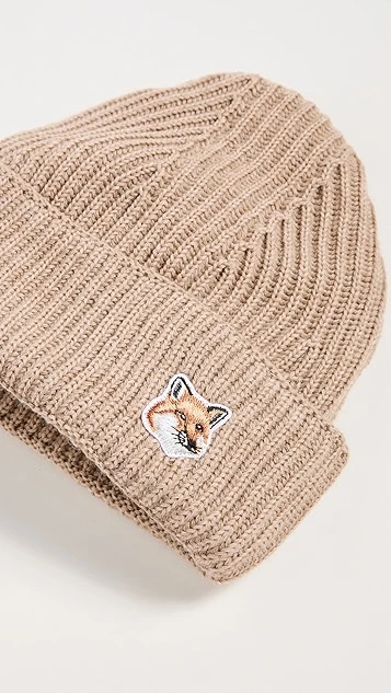 Maison Kitsune Fox Head Patch Ribbed Beanie 3 Maison Kitsune Fox Head Patch Ribbed Beanie