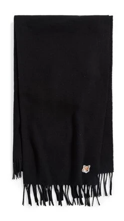 Maison Kitsune Fox Head Patch Wool Scarf -Shopbop maisk312191071b 1669148245112 2 0. UX357 QL90