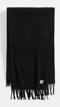 Maison Kitsune Fox Head Patch Wool Scarf