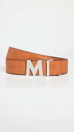 MCM Claus Reversible Embossed Monogram Leather Belt