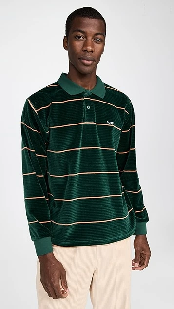 Obey Fete Velour Stripe Polo 9 Obey Fete Velour Stripe Polo - Image 7