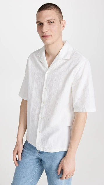 Officine Generale Eren Short Sleeve Cotton Lace Shirt 3 Officine Generale Eren Short Sleeve Cotton Lace Shirt