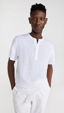 Onia Linen Home Short Sleeve Henley