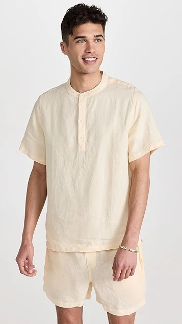 Onia Linen Home Henley Shirt 9 Onia Linen Home Henley Shirt - Image 7