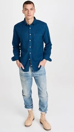 Portuguese Flannel Teca French Blue Button Down Shirt -Shopbop pflan3022112684 1664295908184 2 0. UX357 QL90