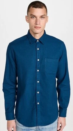 Portuguese Flannel Teca French Blue Button Down Shirt -Shopbop pflan3022112684 1664295908818 2 0. UX357 QL90