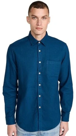 Portuguese Flannel Teca French Blue Button Down Shirt -Shopbop pflan3022112684 1664295909747 2 0. UX357 QL90