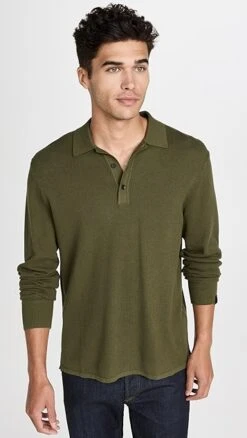 Rag & Bone Harvey Long Sleeve Polo