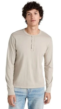 Save Khaki Long Sleeve Supima Henley -Shopbop savek3027510700 1666892798121 2 0. UX357 QL90