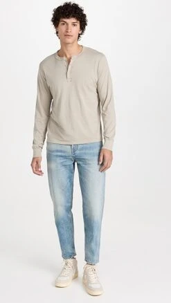 Save Khaki Long Sleeve Supima Henley -Shopbop savek3027510700 1666892798146 2 0. UX357 QL90