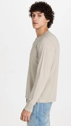Save Khaki Long Sleeve Supima Henley -Shopbop savek3027510700 1666892799149 2 0. UX357 QL90