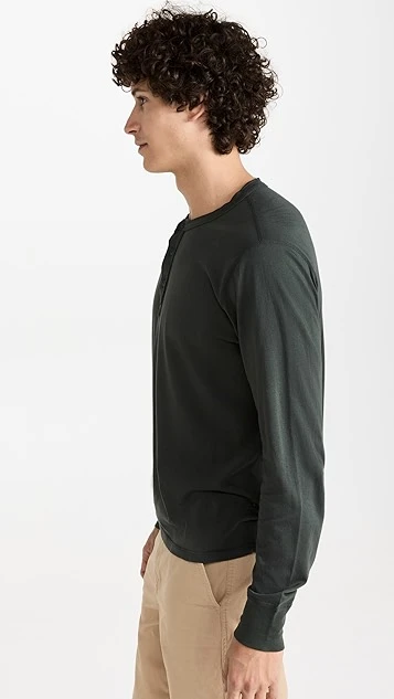 Save Khaki Long Sleeve Supima Henley 5 Save Khaki Long Sleeve Supima Henley - Image 3