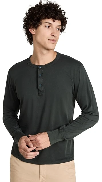 Save Khaki Long Sleeve Supima Henley 8 Save Khaki Long Sleeve Supima Henley - Image 6