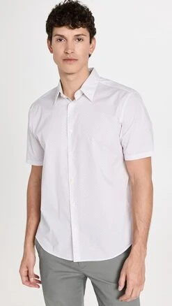 Theory Irving Short Sleeve Shirt Linear Pattern -Shopbop theor4441326431 1679950858087 2 0. UX357 QL90