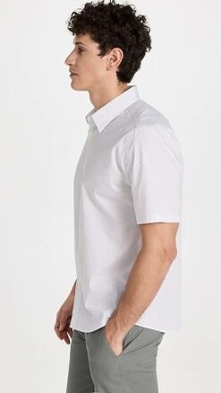 Theory Irving Short Sleeve Shirt Linear Pattern -Shopbop theor4441326431 1679950858152 2 0. UX357 QL90