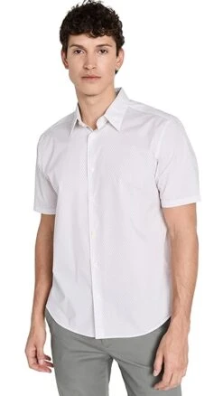 Theory Irving Short Sleeve Shirt Linear Pattern -Shopbop theor4441326431 1679950858188 2 0. UX357 QL90