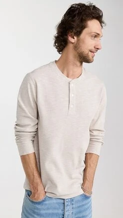 Vince Sun Faded Thermal Long Sleeve Henley