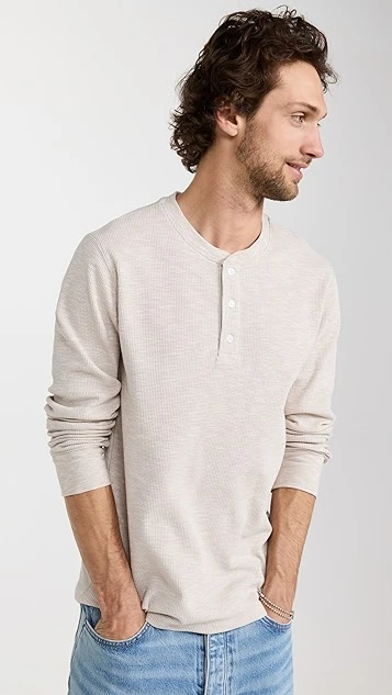 Vince Sun Faded Thermal Long Sleeve Henley 3 Vince Sun Faded Thermal Long Sleeve Henley