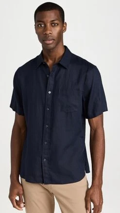 Vince Linen Short Sleeve Shirt 14 Vince Linen Short Sleeve Shirt -Shopbop vince5195214121 1675206475315 2 1. UX357 QL90