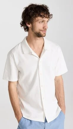 Vince Varigated Jacquard Short Sleeve Button Down