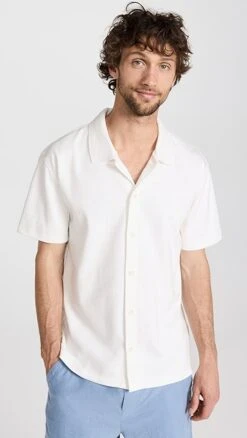 Vince Varigated Jacquard Short Sleeve Button Down -Shopbop vince519591a924 1677789802049 2 0. UX357 QL90
